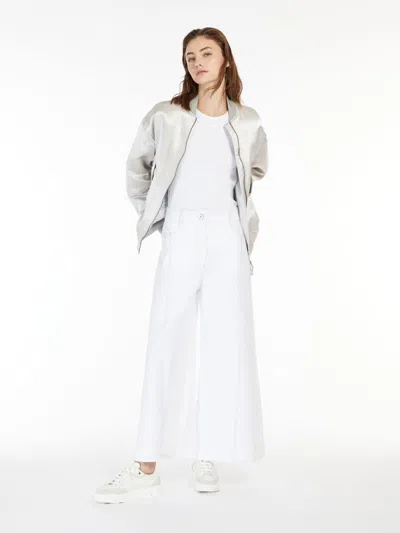 Max Mara Wide-fit Denim-look Jersey Trousers In White