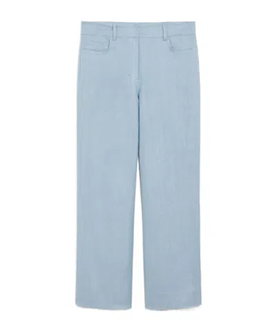 Max Mara Wide-fit Linen And Cotton Basketweave Trousers