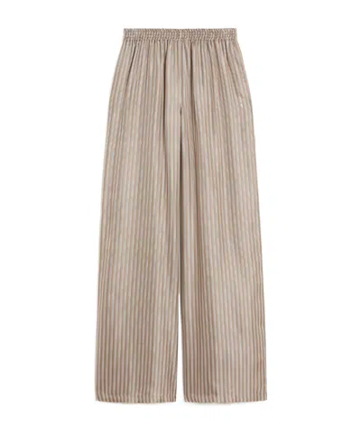 Max Mara Wide-fit Printed Silk Trousers In Neutral