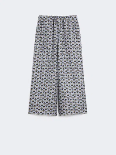 Max Mara Wide-fit Silk Trousers In Gray