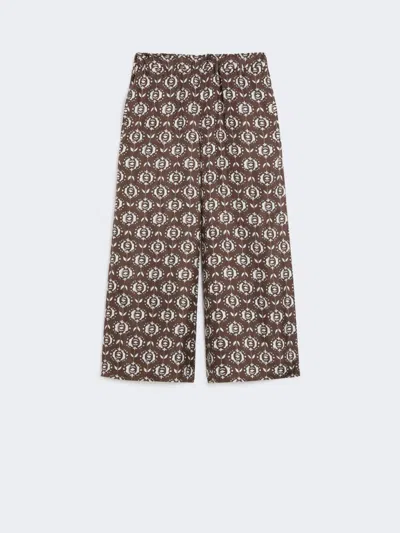 Max Mara Wide-fit Silk Trousers In Brown