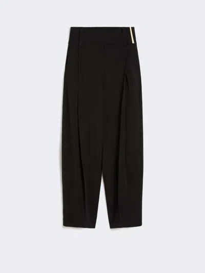 Max Mara Wide-fit Viscose Satin Trousers In Black