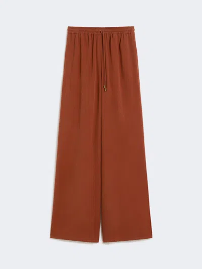 Max Mara Wide-fit Washed Silk Trousers In Brown