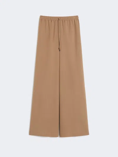 Max Mara Wide-fit Washed Silk Trousers In Brown