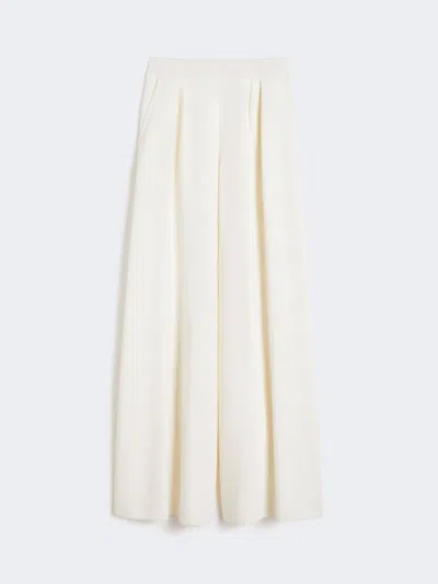 Max Mara Ninfa Wool-twill Wide-leg Pants In White