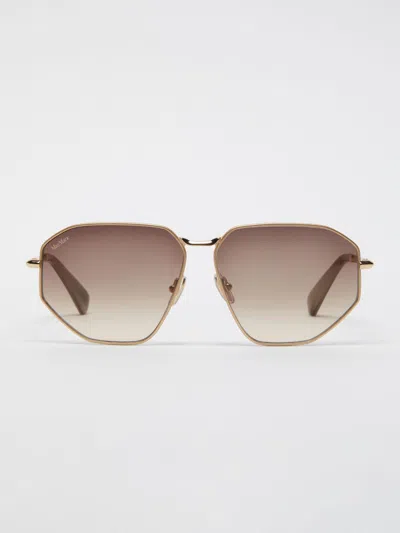 Max Mara Wide Geometric Sunglasses In Brown