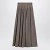 Max Mara Wide Hazelnut-colored Skirt In Felt In Gray
