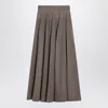 Max Mara Wide Hazelnut-colored Skirt In Wool Felt In Brown