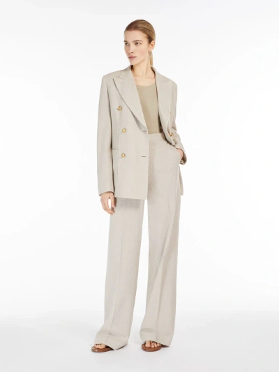 Max Mara Wide Jersey Trousers In Beige