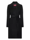 Max Mara Black Broadcloth Dravenna Robe Coat In Black