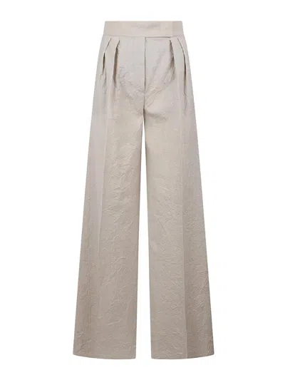 Max Mara Wide League Trousers In Wool In White