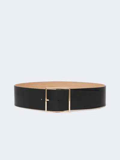 Max Mara Wide Leather Belt In Black