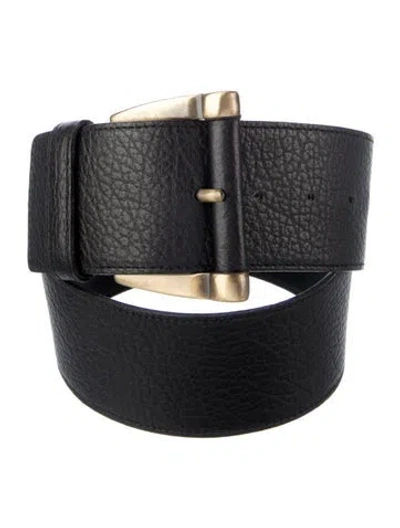Pre-owned Max Mara Wide Leather Belt In Black