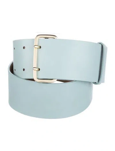 Pre-owned Max Mara Wide Leather Belt In Blue