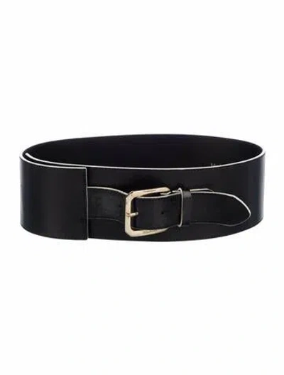 Pre-owned Max Mara Wide Leather Waist Belt In Black