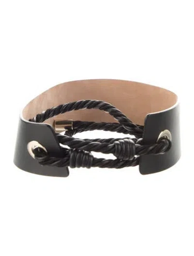 Pre-owned Max Mara Wide Leather Waist Belt In Black