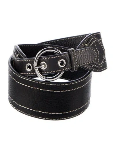 Pre-owned Max Mara Wide Leather Waist Belt In Black