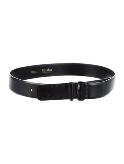 Pre-owned Max Mara Wide Leather Waist Belt In Black