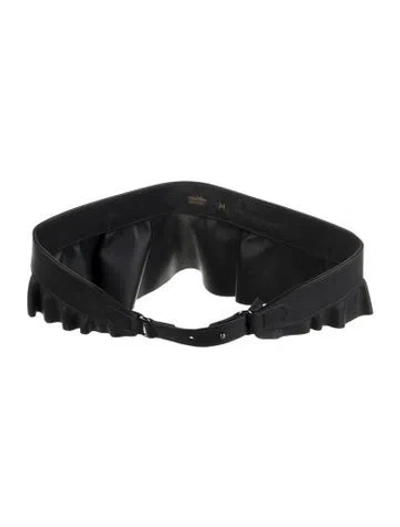 Pre-owned Max Mara Wide Leather Waist Belt In Black