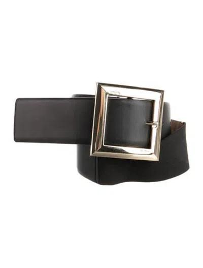 Pre-owned Max Mara Wide Leather Waist Belt In Black