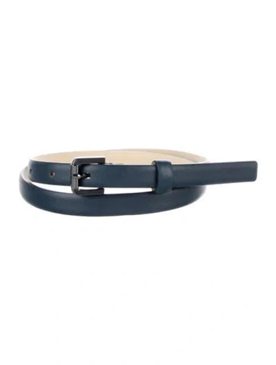 Pre-owned Max Mara Wide Leather Waist Belt In Blue