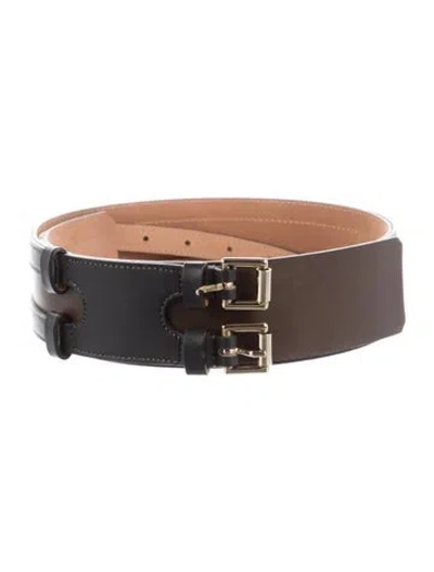 Pre-owned Max Mara Wide Leather Waist Belt In Brown