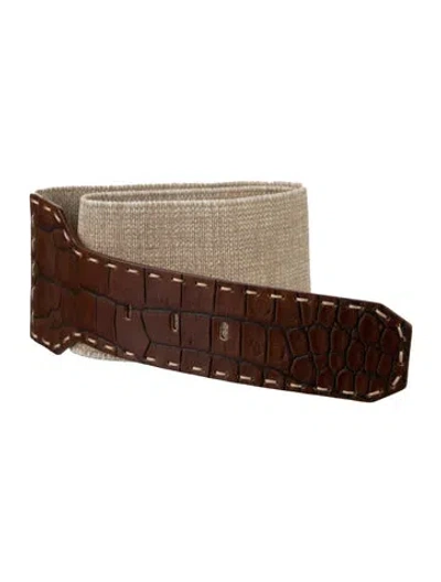 Pre-owned Max Mara Wide Leather Waist Belt In Neutrals