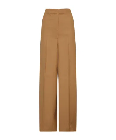 Max Mara Wide-leg And High-waist Casual Pants In Brown