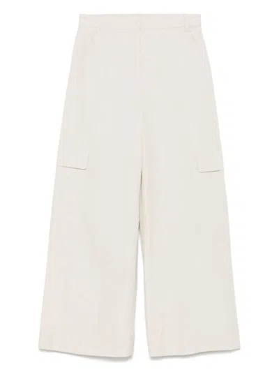 Max Mara Wide-leg Beige Trousers With High Waist In White