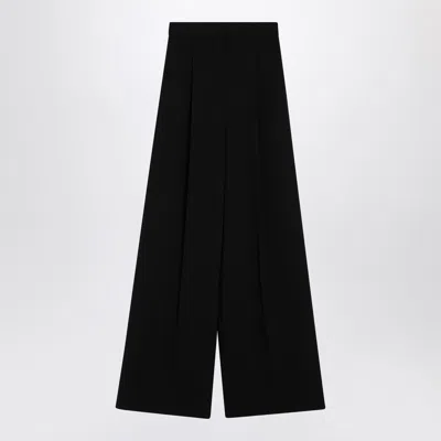 Max Mara Wide-leg Black Trousers In Compact Cady Women