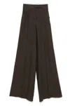 Max Mara Wide-leg Brown Linen Trousers With High Waist Design In Brown