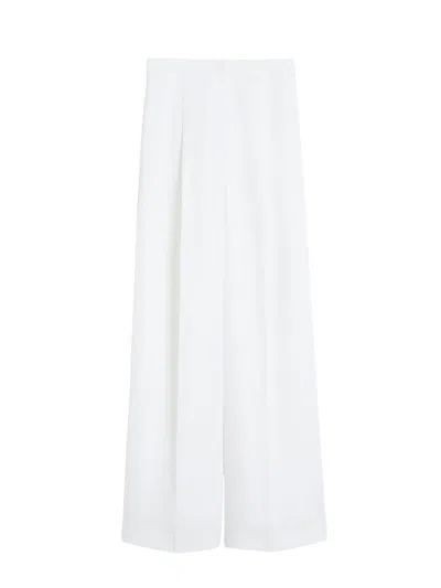 Max Mara Wide-leg Cady Trousers In White