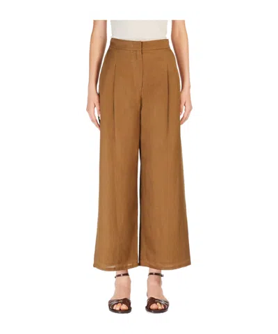 Max Mara Wide-leg Casual Pants In Brown