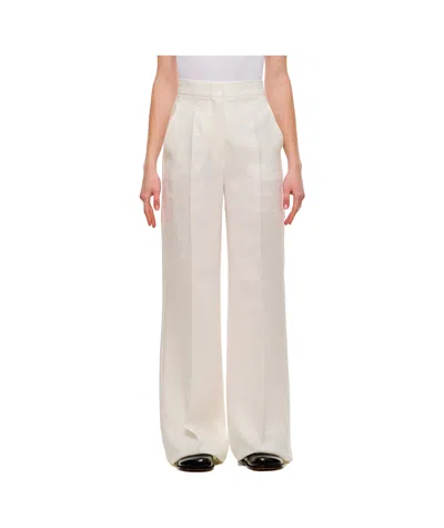 Max Mara Pleated Front Straight-leg Trousers In White