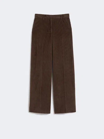Max Mara Wide-leg Corduroy Trousers In Brown