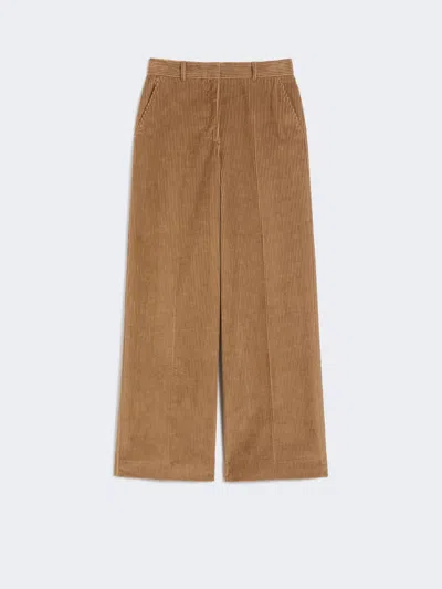 Max Mara Wide-leg Corduroy Trousers In Brown