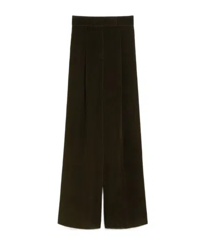 Max Mara Wide-leg Corduroy Trousers In Green