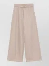Max Mara Wide-leg Cotton Blend Trousers With Metallic Threading