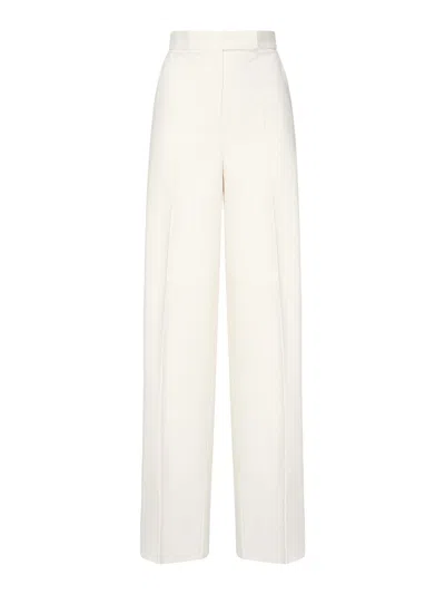 Max Mara Wide-leg Cotton Pants In White