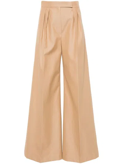 Max Mara Pleat-detailing Palazzo Pants In Brown