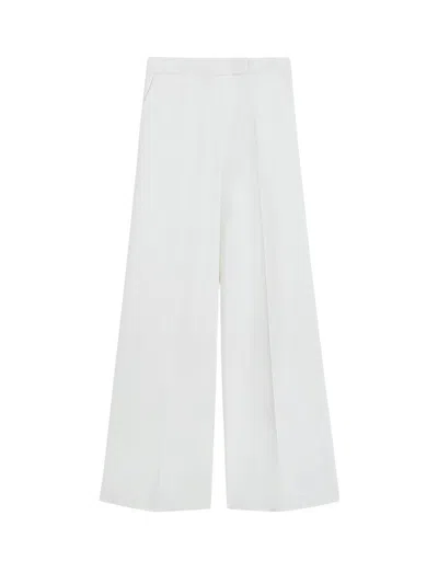 Max Mara Wide Leg Cotton Trousers In White