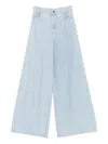 Max Mara Wide-leg High-waisted Light Blue Denim Trousers In Blue