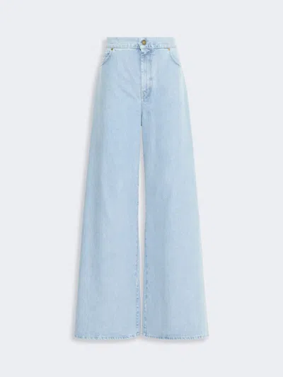 Max Mara Wide Leg Denim Jeans In Blue