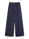 Max Mara Wide Leg Denim Trousers Featuring Pockets In Blue