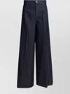 Max Mara Wide Leg Denim Trousers Featuring Pockets In Blue