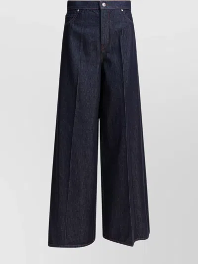 Max Mara Wide Leg Denim Trousers Featuring Pockets In Blue