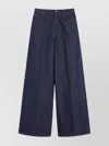 Max Mara Wide Leg Denim Trousers Featuring Pockets In Blue