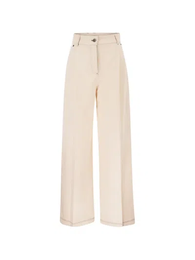 Max Mara Wide-leg Five-pocket Trousers In White