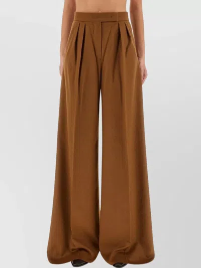 Max Mara Wide Leg High Waist Trousers In Brown