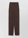 Max Mara Wide Leg High Waist Trousers With Front Crease In Brown